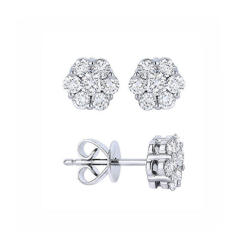 Image of 14K White Gold Diamond Flower Earrings with diamonds weighing 0.54 carat.