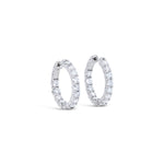 14K White Gold Diamond Hoop Earrings 26 Diamonds =3.46cts