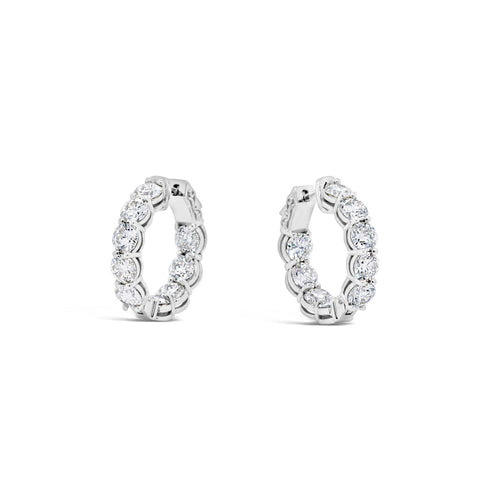 lavianojewelers - 14K White Gold Diamond Hoop Earrings | 