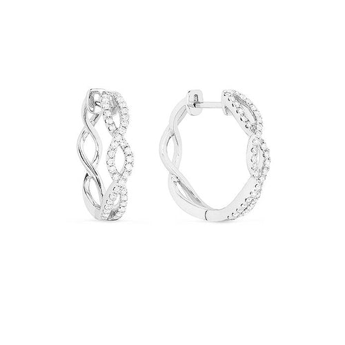 Image of 14K White Gold Diamond Hoop Earrings with diamonds weighing 0.46 carat.