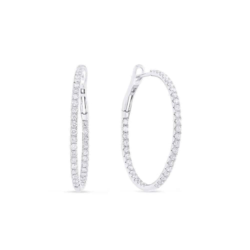 lavianojewelers - 14K White Gold Diamond Hoop Earrings | 