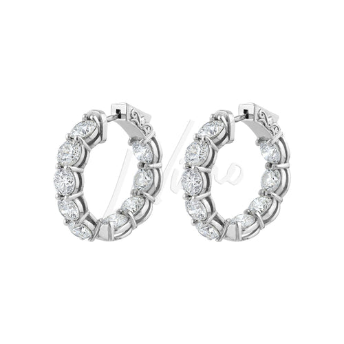 LaViano Jewelers Earrings - 14K White Gold Diamond Hoop