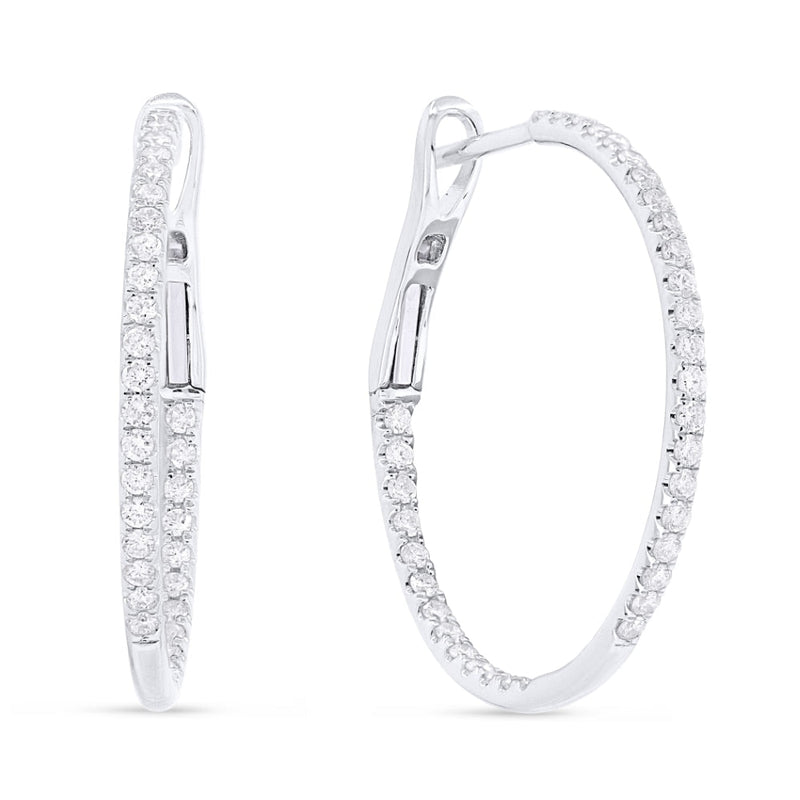 LaViano Jewelers Earrings - 14K White Gold Diamond Hoop 