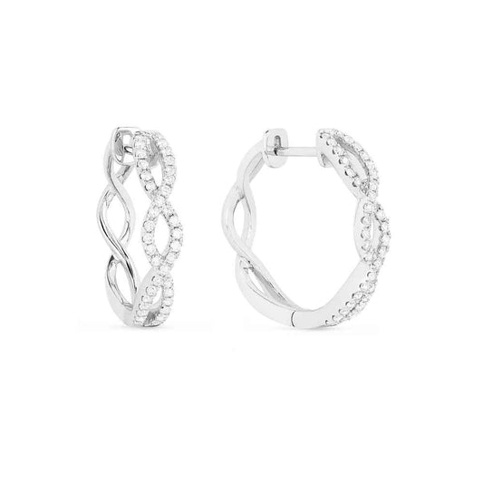 lavianojewelers - 14K White Gold Diamond Hoop Earrings | 
