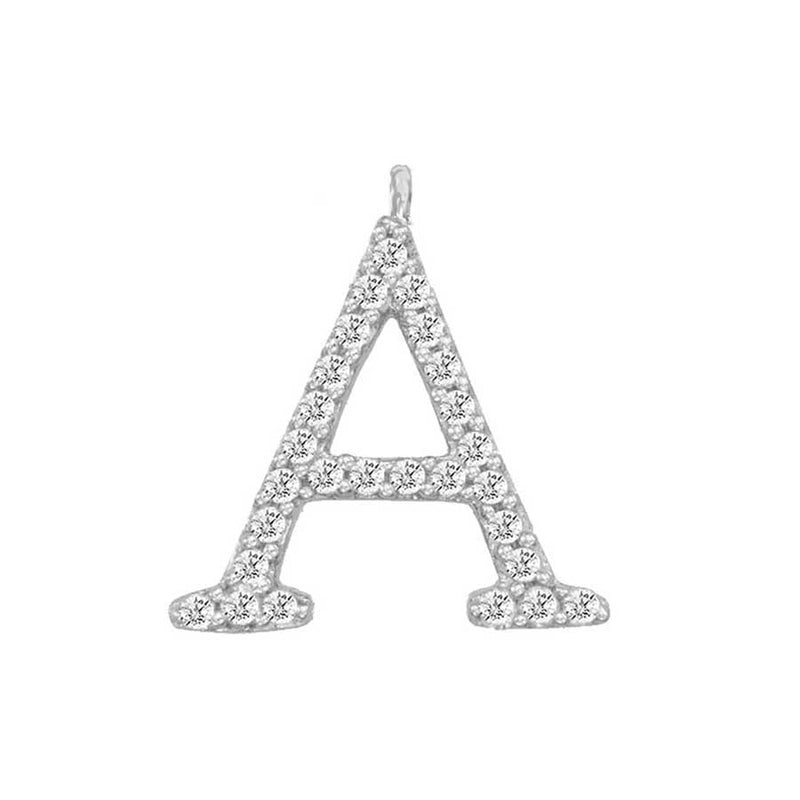 lavianojewelers - 14K White Gold Diamond Initial A Charm | 