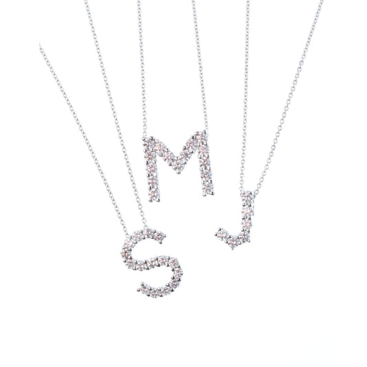 lavianojewelers - 14K White Gold Diamond Initial Necklace | 