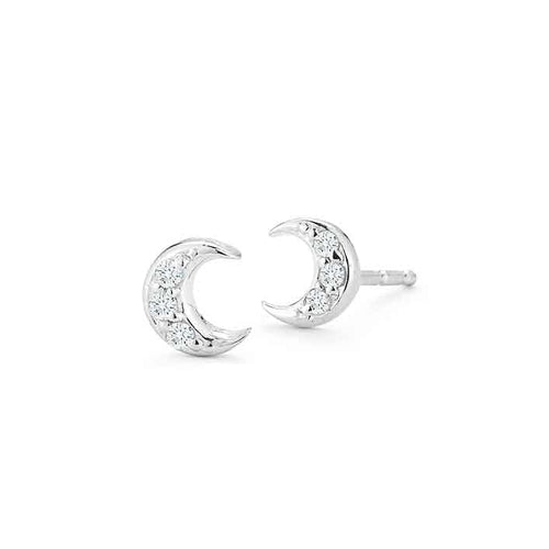lavianojewelers - 14K White Gold Diamond Moon Earrings | 
