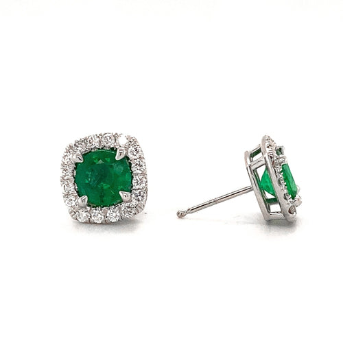 LaViano Jewelers Earrings - 14K White Gold Emerald