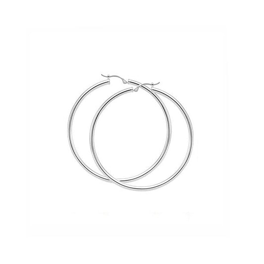 Image of White Gold Hoop Earrings