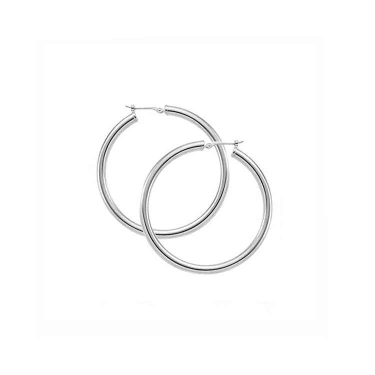 Image of White Gold Hoop Earrings