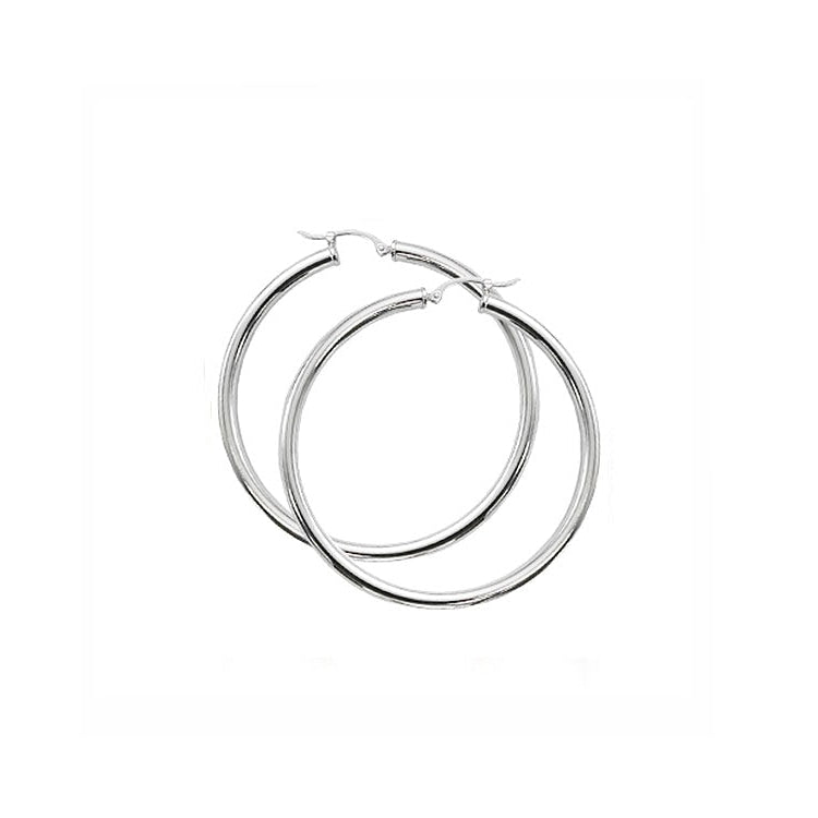 Image of white gold hoop earrings