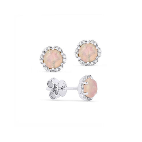 lavianojewelers - 14K White Gold Opal and Diamond Earrings |