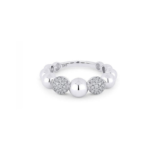 14K White Gold Pave Diamond Circle Ring