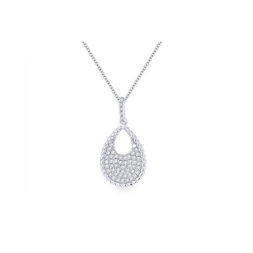 14K White Gold Pave Diamond Tear Pendant