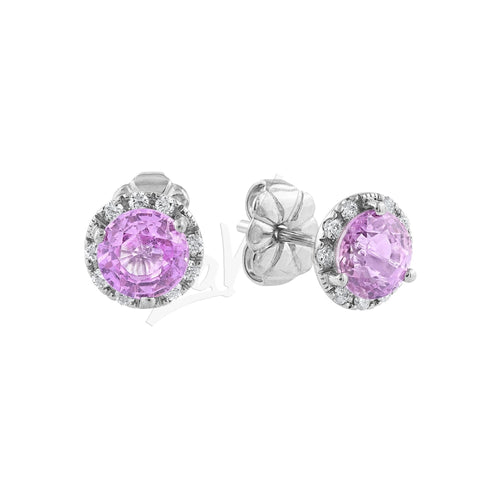 LaViano Jewelers Earrings - 14K White Gold Pink Sapphire
