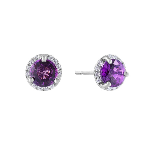 LaViano Jewelers Earrings - 14K White Gold Purple Garnet