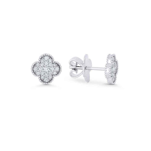 lavianojewelers - 14K White Gold Quadrafoil Diamond Earrings