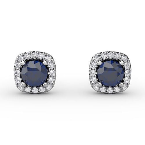 LaViano Jewelers Earrings - 14K White Gold Sapphire and 