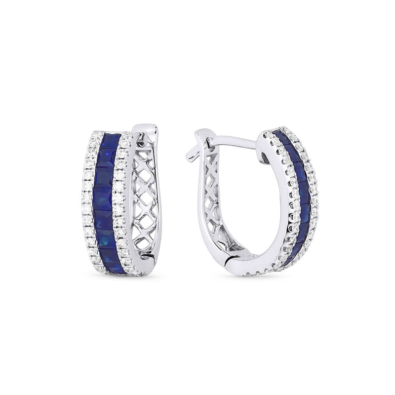 LaViano Jewelers 14K White Gold Sapphire and Diamond Earrings