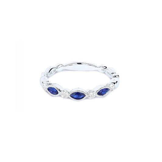14K White Gold Sapphire and Diamond Band