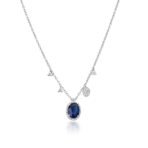 lavianojewelers - 14K White Gold Sapphire and Diamond 