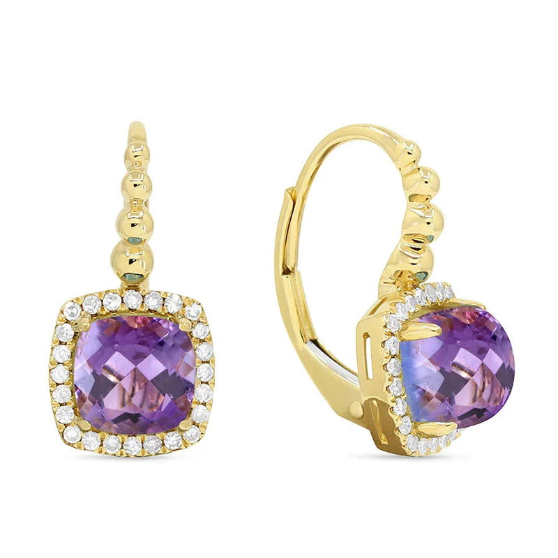 LaViano Jewelers Earrings - 14K Yellow Gold Amethyst and 