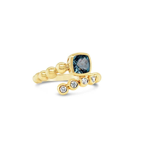 LaViano Jewelers 14K Yellow Gold Blue Topaz Ring (Blue Topaz .13cts)