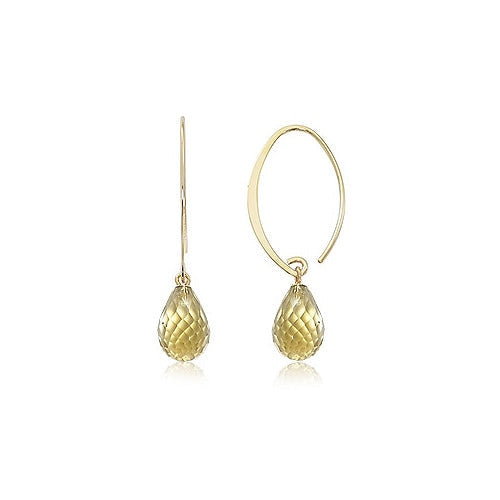 14K yellow gold citrine dangle earrings.