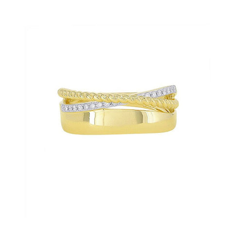 14K Yellow Gold Diamond Braid Ring