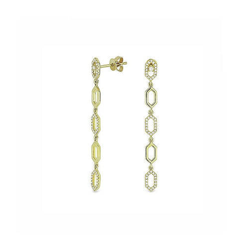 Image of 14K Yellow Gold Diamond Drop Earrings with diamonds weighing 0.25 carat.