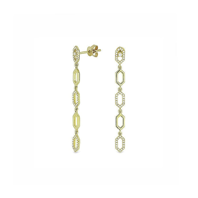 Image of 14K Yellow Gold Diamond Drop Earrings with diamonds weighing 0.25 carat.