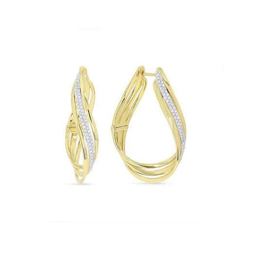 14K Yellow Gold Diamond Hoop Earrings