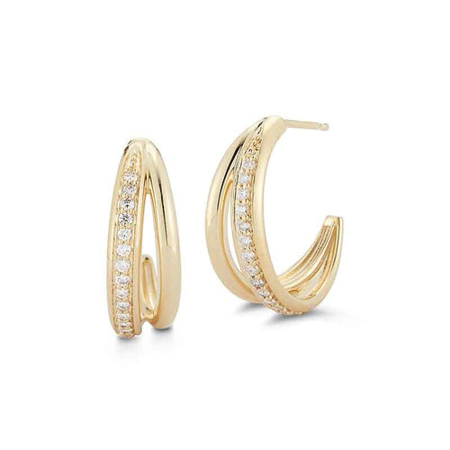 lavianojewelers - 14K Yellow Gold Diamond Hoop Earrings | 