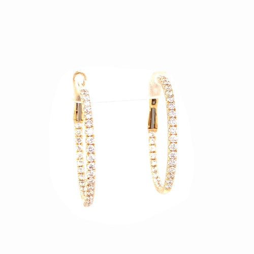 LaViano Jewelers Earrings - 14K Yellow Gold Diamond Hoop 