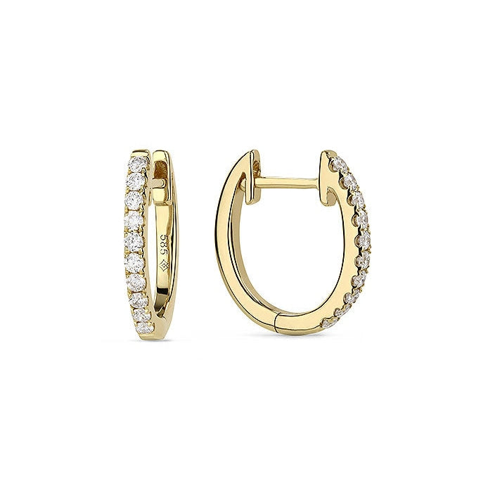 Image of 14K Yellow Gold Diamond Hoop Earrings with diamonds weighing 0.25 carat.
