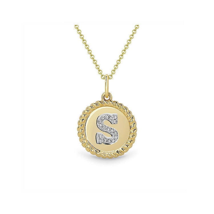 Image of 14K Yellow Gold Diamond Initial S Necklace with diamonds weighing 0.05 carat.
