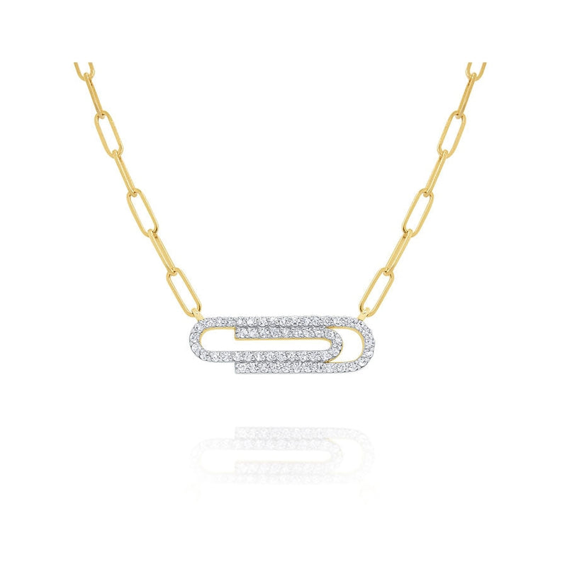 14K Gold Emerald-Cut Diamond Paperclip Necklace | Dallas TX