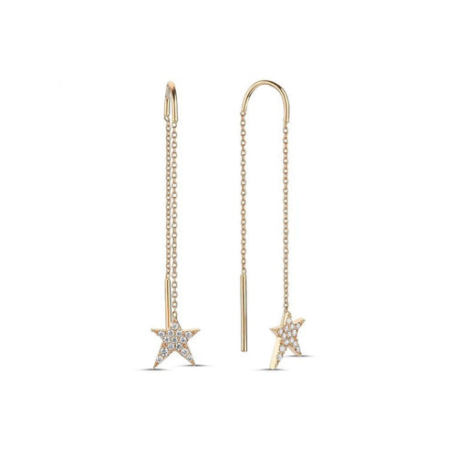 lavianojewelers - 14K Yellow Gold Diamond Star Drop Earrings