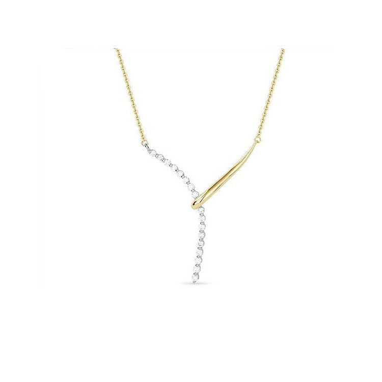 14K Yellow Gold Diamond Wishbone Necklace