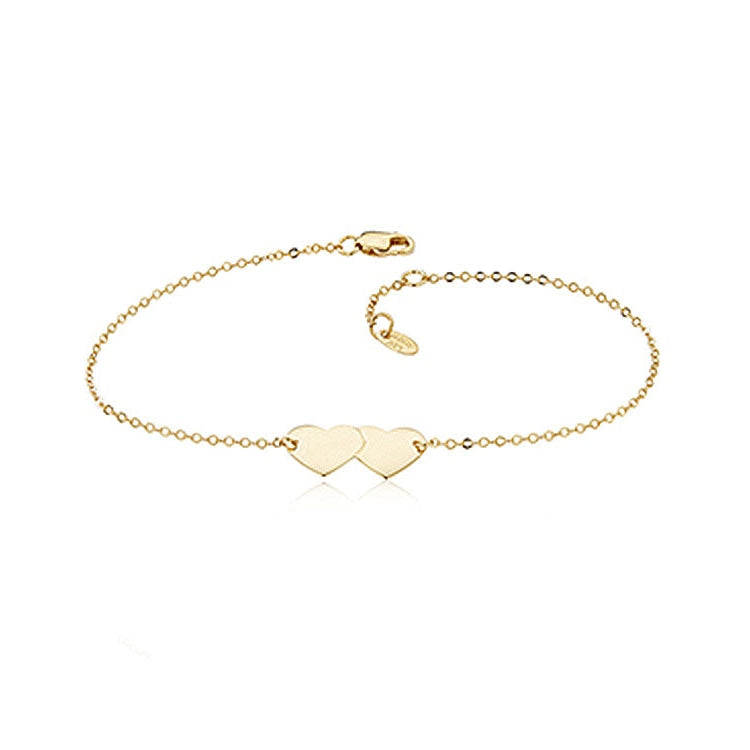 lavianojewelers - 14K Yellow Gold Double Heart Bracelet | 