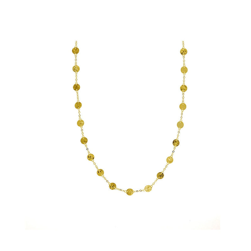 LaViano Jewelers 14K Yellow Gold Hammered Disc Necklace