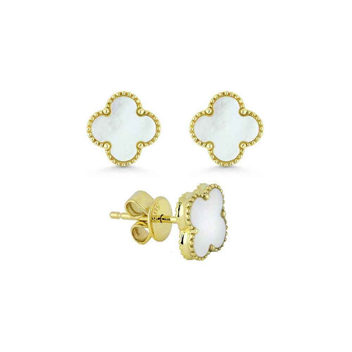 lavianojewelers - 14K Yellow Gold Mother Of Pearl Earrings |