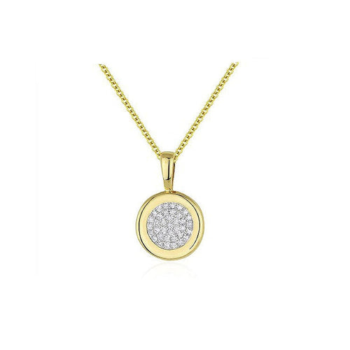 14K Yellow Gold Pave Circle Pendant