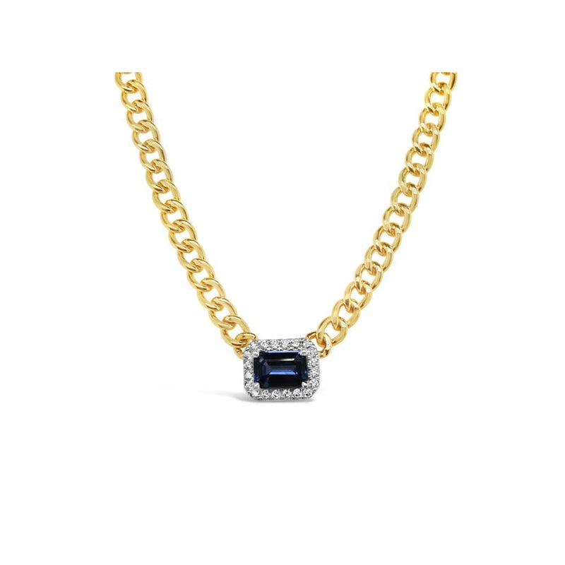 LaViano Jewelers 14K Yellow Gold Sapphire and Diamond Pendant Necklace