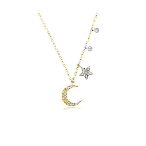 lavianojewelers - 14K Yellow Gold Star and Moon Diamond 