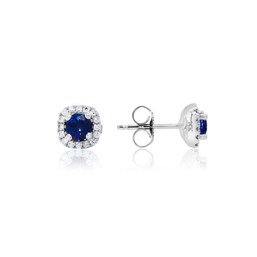 LaViano 14KWG Diamond and Sapphire Earrings