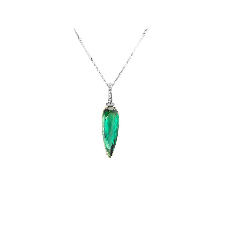 lavianojewelers - 18K Two-Tone Green Tourmaline and Diamond 
