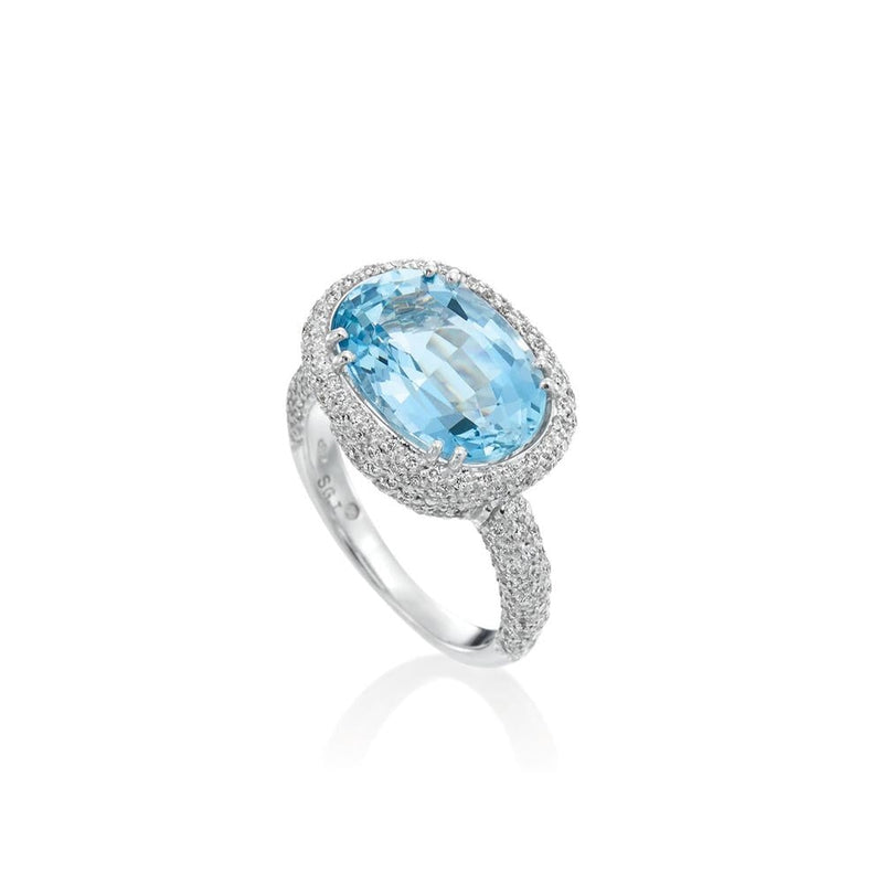 lavianojewelers - 18K White Gold Aquamarine and Diamond Ring
