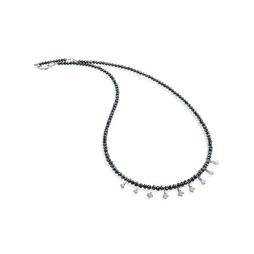 LaViano Jewelers 18K White Gold Black Diamond Beaded Necklace