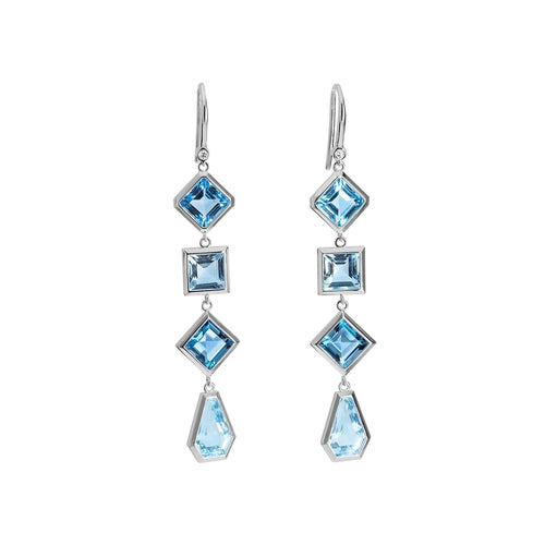 LaViano Jewelers Earrings - 18K White Gold Blue Topaz and 